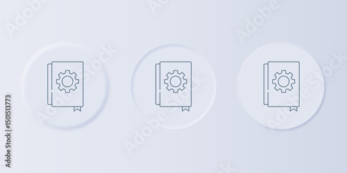 Grey User manual icon isolated on grey background. User guide book. Instruction sign. Read before use. Set icons in square buttons. Vector