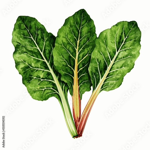 Watercolor Garden Greens swiss chard isolated watercolor vector illustration svg