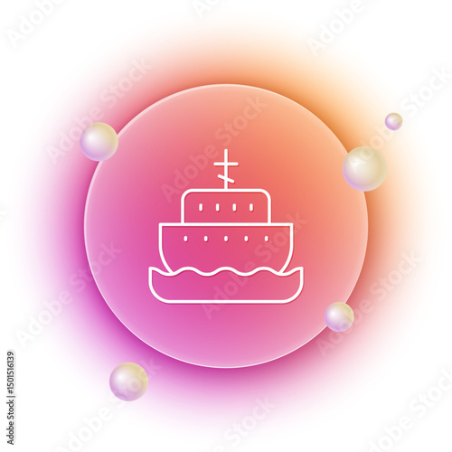 White Ark of noah icon isolated on white background. Wood big high cargo. Orange and pink gradient circle background. Vector