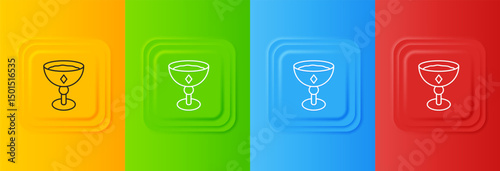 White Medieval goblet icon isolated on colorful background. Set icons in square buttons. Vector