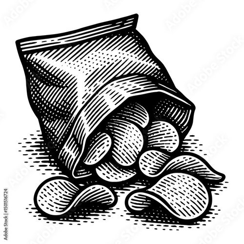 Spilled Snack Food Vintage Illustration