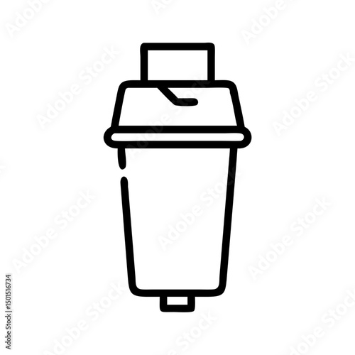 Black Line Art Cocktail Shaker Simple Outline Bar Icon Element