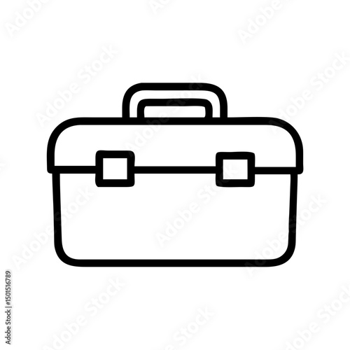 Simple Line Drawing Toolbox Outline Black and White Repairing Equipment Icon
