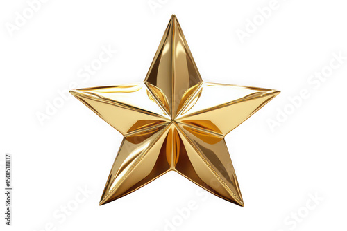 Shiny gold star award isolated on transparent background