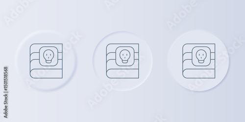 Grey Book about poisons with skull icon isolated on grey background. Danger sign, symbol of death. Set icons in square buttons. Vector