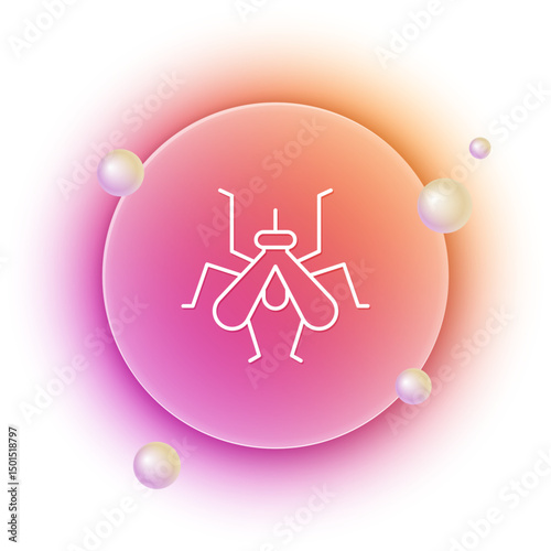 White Mosquito icon isolated on white background. Orange and pink gradient circle background. Vector
