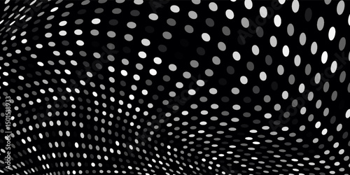 Abstract wireframe tunnel. Vector black wormhole. 3D portal grid. Futuristic