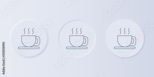 Grey Cup of tea icon isolated on grey background. Set icons in square buttons. Vector