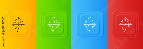 White Iceberg icon isolated on colorful background. Set icons in square buttons. Vector