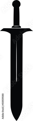 Elegant silhouette sword with bead vector, Ancient sword silhouette vector illustration