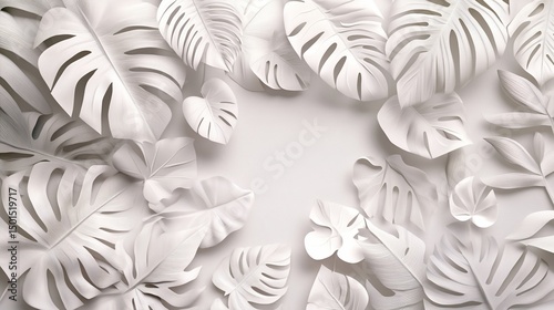 Elegant Monochrome Tropical Leaf Border Design