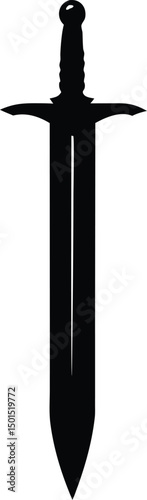 Elegant silhouette sword with bead vector, Ancient sword silhouette vector illustration