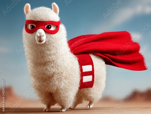 Super Alpaca in Desert Landscape
