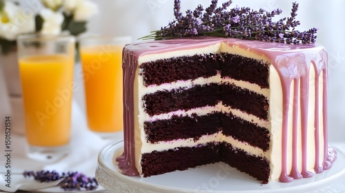 Beautifully Decorated Layered Cake with Vibrant Colors and Flowers
