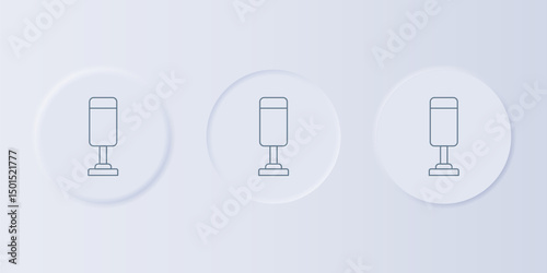 Grey Punching bag icon isolated on grey background. Set icons in square buttons. Vector