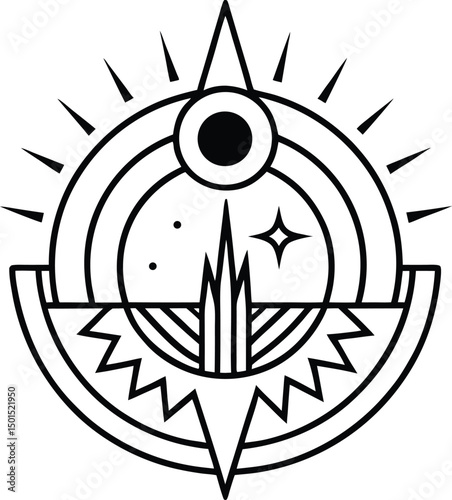 Abstract graphic design of a mystical compass