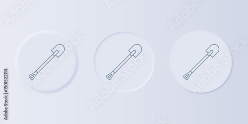 Grey Fire shovel icon isolated on grey background. Fire protection equipment. Equipment for firefighter. Set icons in square buttons. Vector