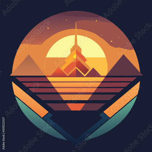 Vintage Compass Design with Tribal Border