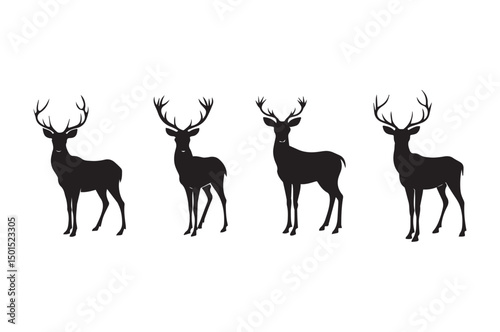 deer silhouette set vector