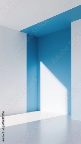 Minimalist Interior with Blue and White Walls
