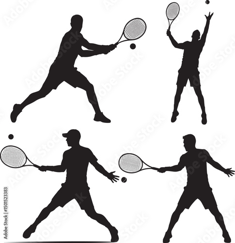 Silhouette of people playing tennis vector illustration