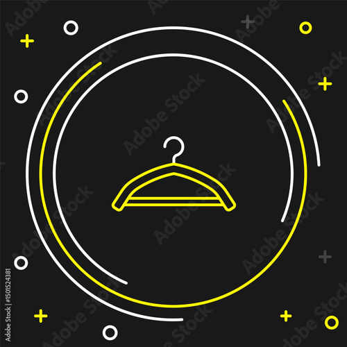 Line Hanger wardrobe icon isolated on black background. Cloakroom icon. Clothes service symbol. Laundry hanger sign. Colorful outline concept. Vector