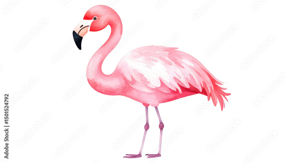 Fototapeta premium Elegant pink flamingo on black, a vibrant wildlife portrait pink