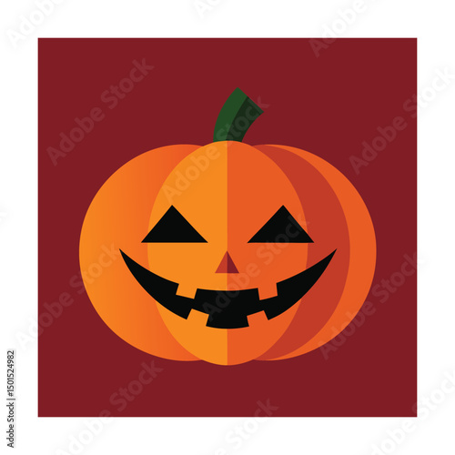 Flat design illustration of a smiling jack o lantern for halloween celebration