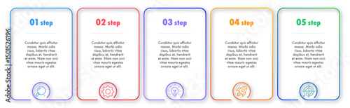 Bullet points numbers from 1 to 5 list markers modern line color style colorful trendy typography