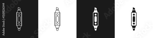 Set Marker pen icon isolated on black and white background. Vector