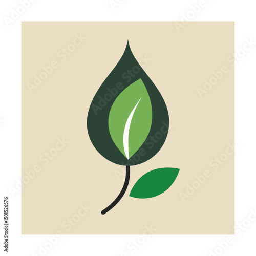 Modern and minimalist leaf design representing nature sustainability and environmental care for businesses.
