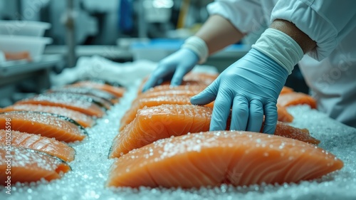 Fresh Salmon Fillets - Careful Handling in Processing Facility