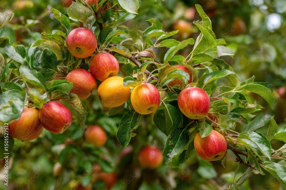 Fresh Ripe Apples on Tree Branch in Orchard – Organic Harvest, Nature Fruit Farming Background Fresh Ripe Apples on Tree Branch in Orchard – Organic Harvest, Nature Fruit Farming Background