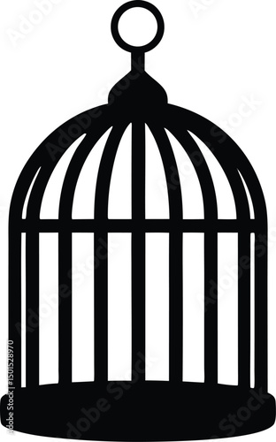 Bird Cages Vector Illustration, Clip art, Bird cage silhouette icon, Bird Cages silhouette vector illustration