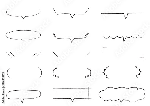 線の手書きフキダシセット　シンプル