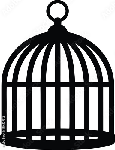 Bird Cages Vector Illustration, Clip art, Bird cage silhouette icon, Bird Cages silhouette vector illustration