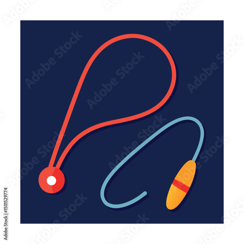 Flat vector illustration of a simple jump rope for exercise and healthy lifestyle concepts