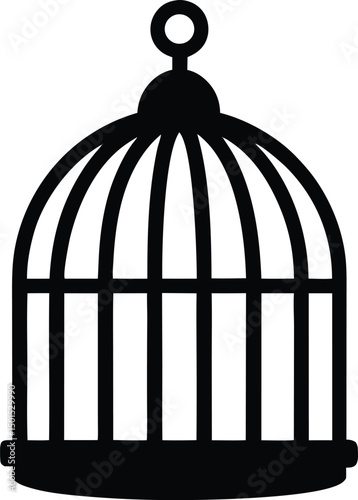 Bird Cages Vector Illustration, Clip art, Bird cage silhouette icon, Bird Cages silhouette vector illustration