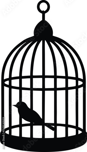 Bird Cages Vector Illustration, Clip art, Bird cage silhouette icon, Bird Cages silhouette vector illustration