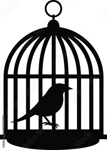 Bird Cages Vector Illustration, Clip art, Bird cage silhouette icon, Bird Cages silhouette vector illustration