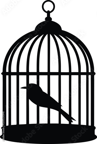 Bird Cages Vector Illustration, Clip art, Bird cage silhouette icon, Bird Cages silhouette vector illustration