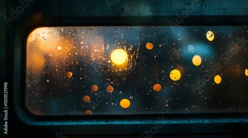 Fototapeta Naklejka Na Ścianę i Meble -  Glowing stars seen through the window of a space station