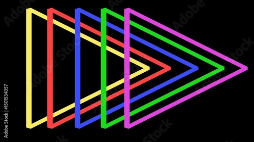 Animation of a group of colorful triangles blinkin