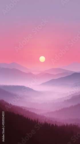 Misty Mountain Majesty at Sunset