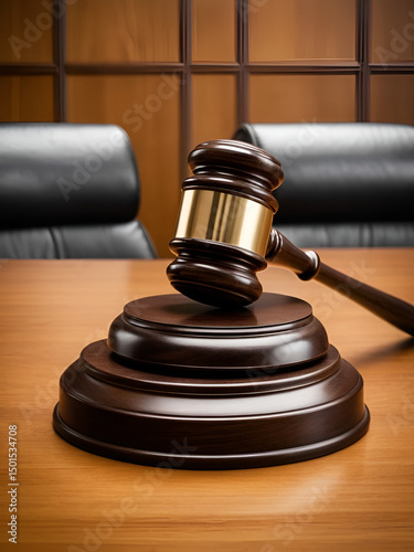 Gavel Symbolizing Law, Justice, and Fairness in the Courtroom