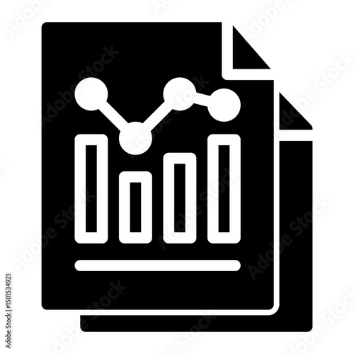 An icon illustrating business reports, showcasing monthly reporting and analysis for strategic decision-making. (Glyph Style)