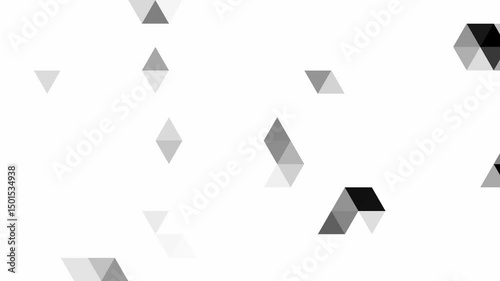 Black and white simple abstract triangle background, geometric animation