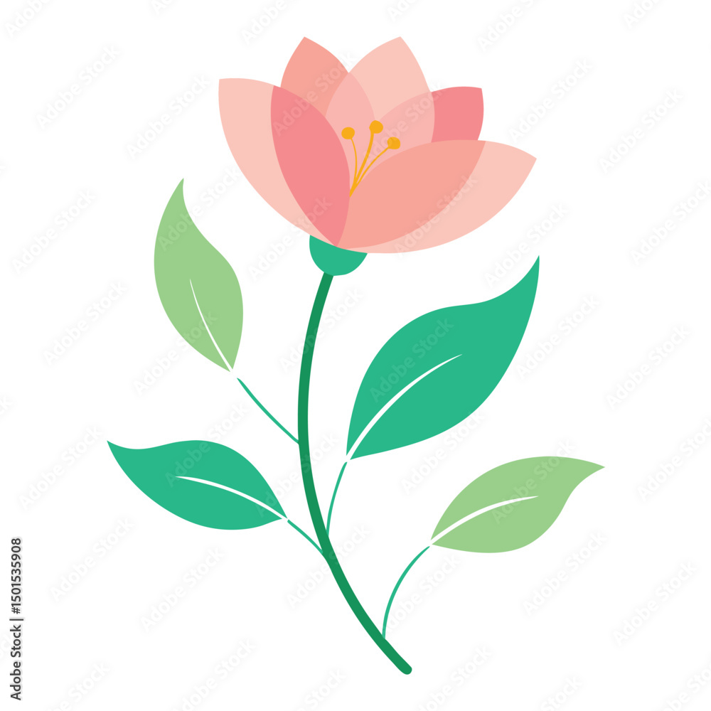 Fototapeta premium Botanical Watercolor Piece On White Background