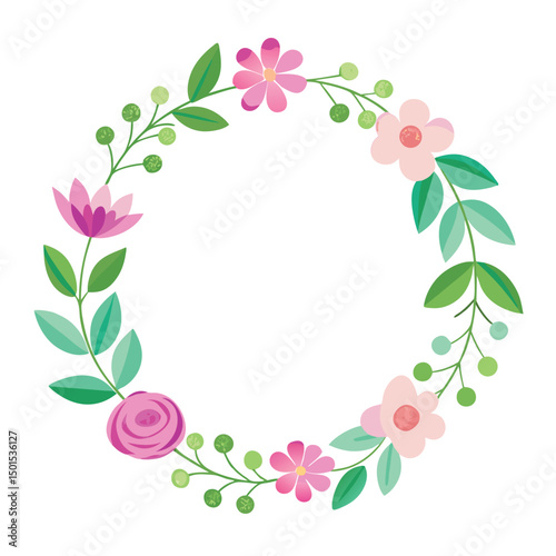 Spring Theme Floral Wreath Watercolor Clipart