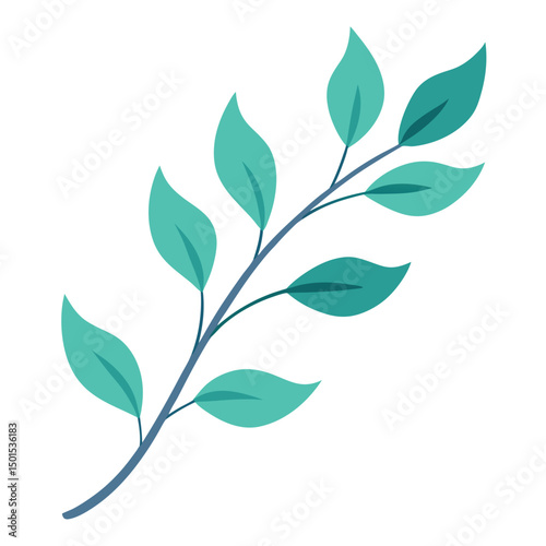Watercolor Floral Branch With Detailed Leaves